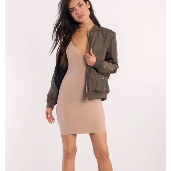 FINAL PRICE Khaki basic neutral dress bodycon - Picture 3 of 4